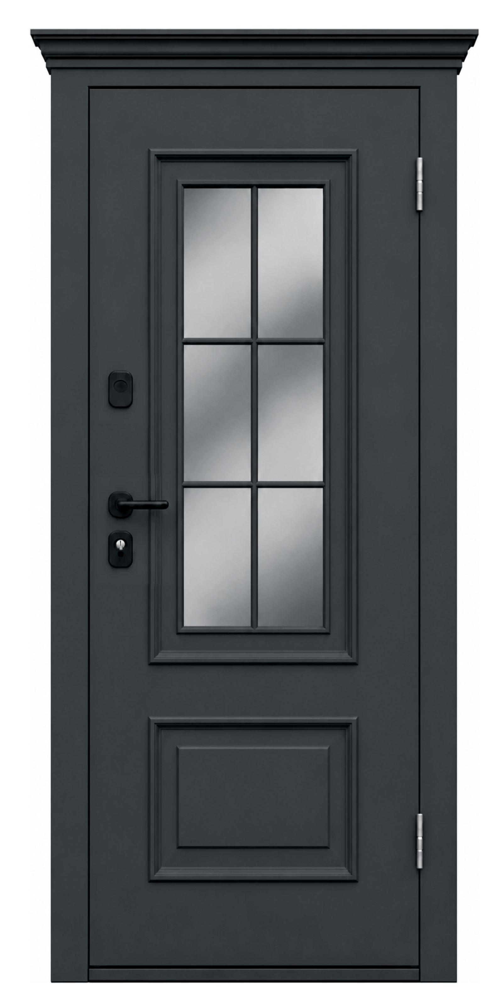 Стальная дверь Терморазрыв «Тихая зима с окном и английской решеткой»